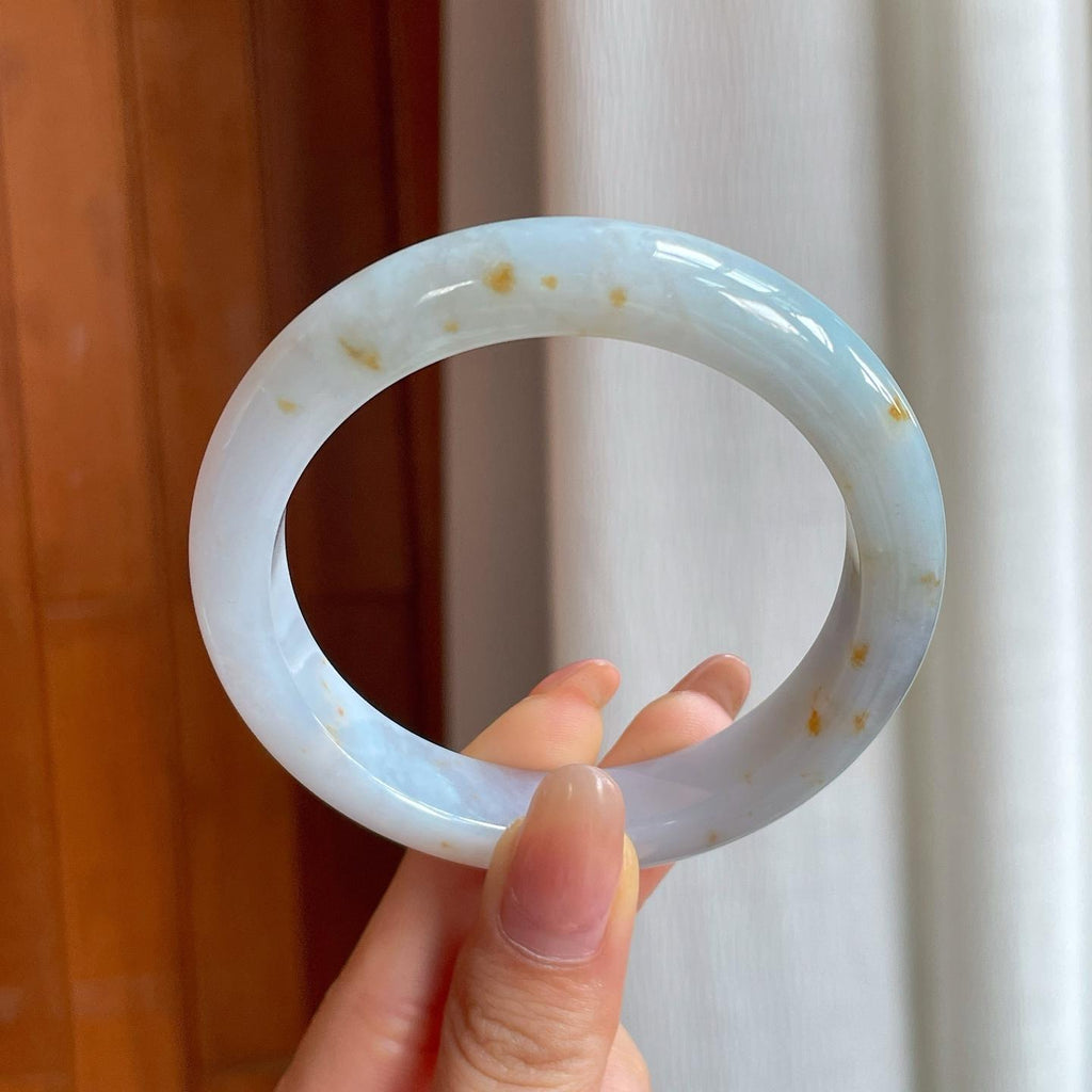 糯冰淡底色洒金翡翠平安镯（57mm)（yc360250）
