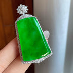 18k真金真钻镶糯冰满绿翡翠无事牌（yc266572）