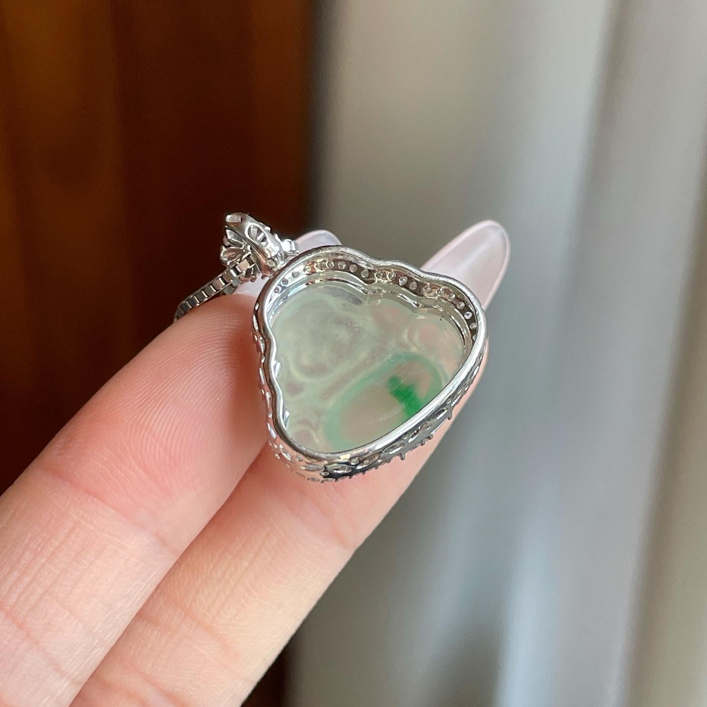 18k金钻镶冰种飘花翡翠佛公（yc269032）