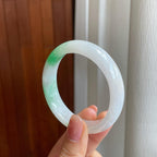 糯冰飘花翡翠贵妃镯（55mm)（yc323831）