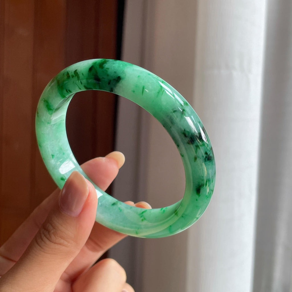 糯冰特色翡翠平安镯(58.5mm)（yc423957）