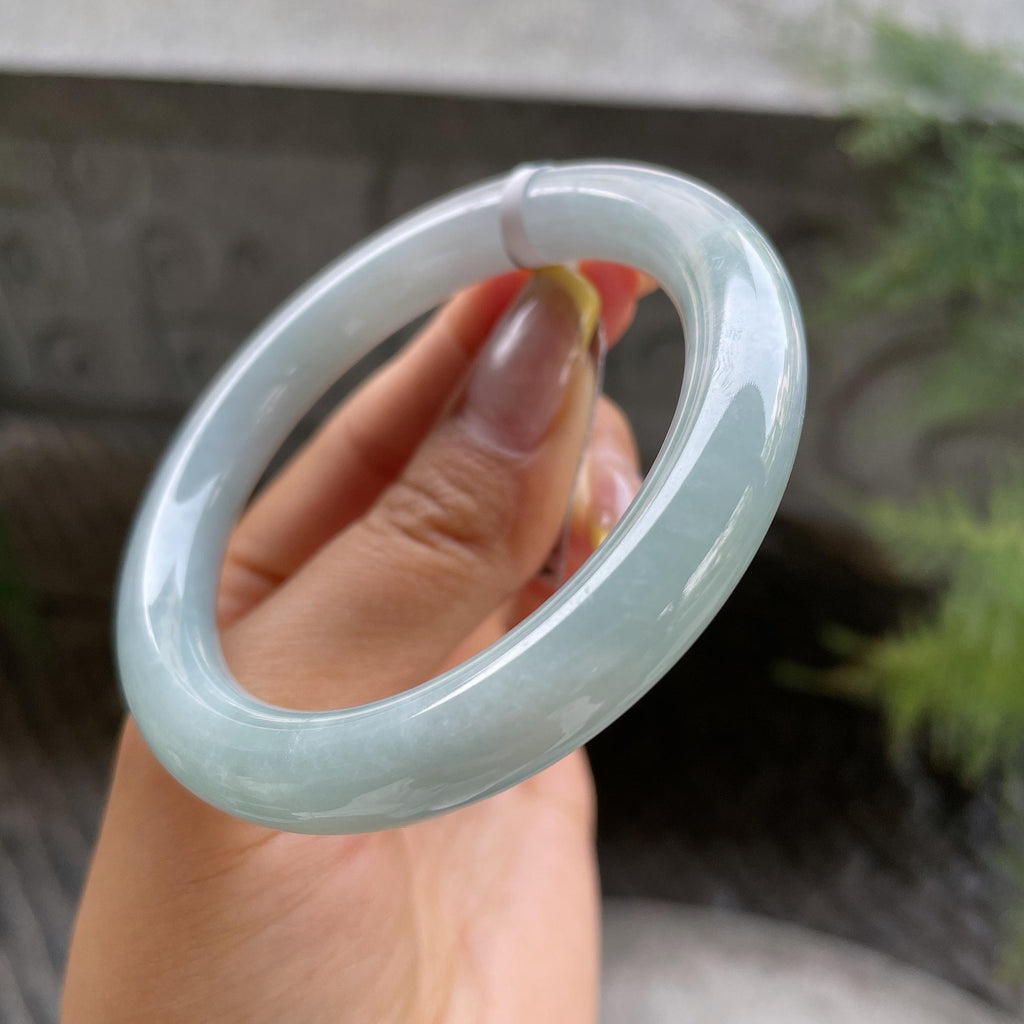 小圈口    细糯种蓝底圆条手镯53.6圈      天然缅甸A货翡翠（yc387374）
