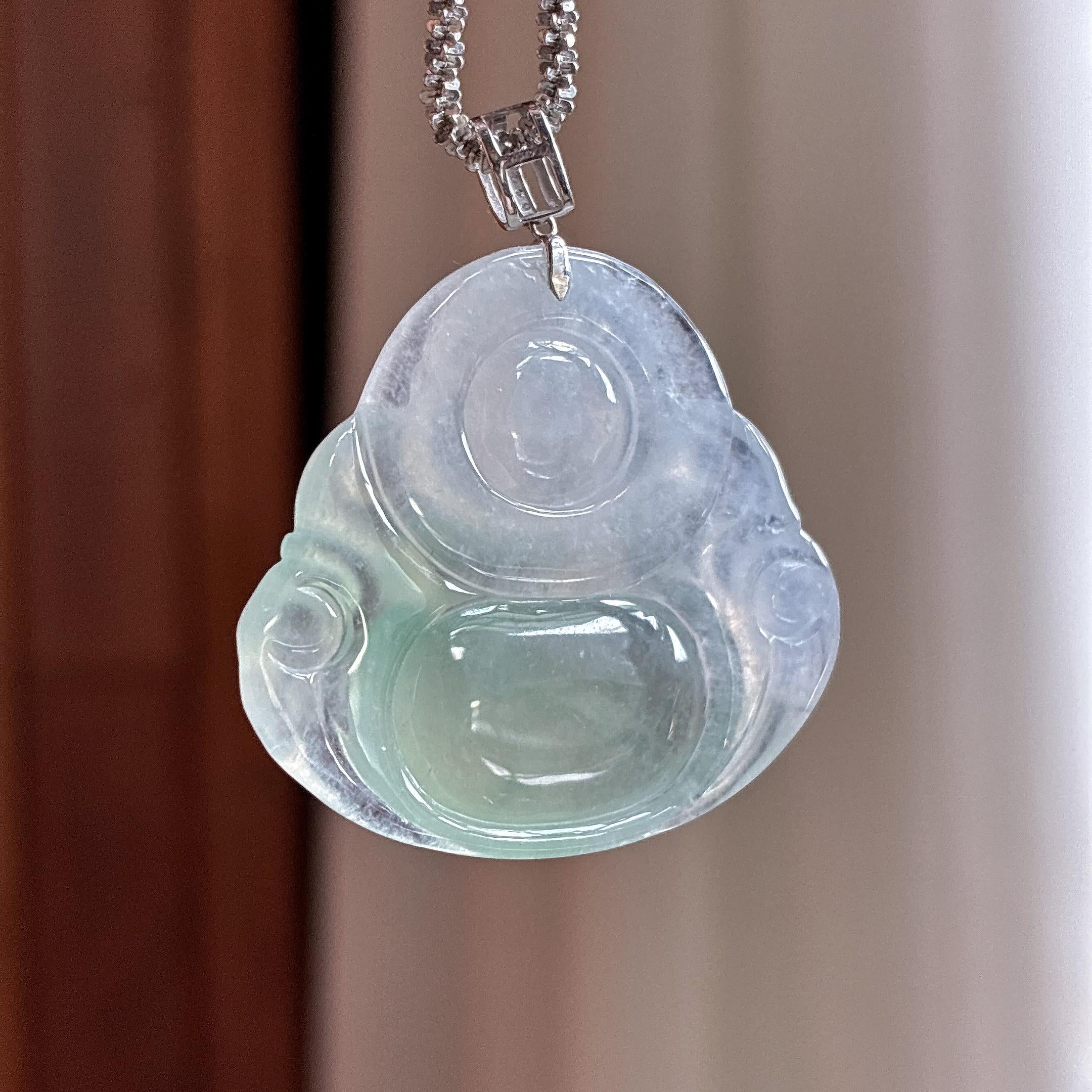 18K金扣头糯冰晴底玉佛挂件天然缅甸A货翡翠（yc525533）