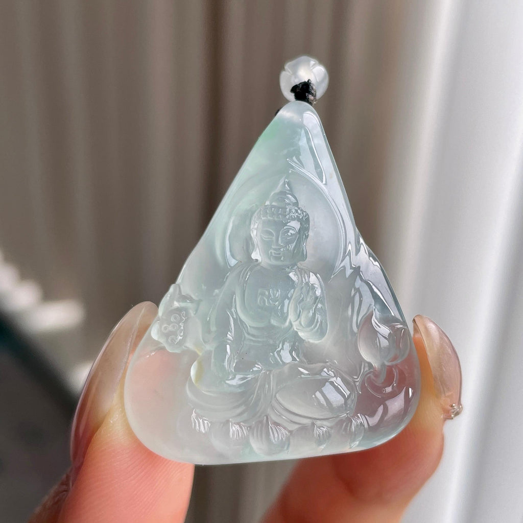 冰种蓝底观音吊坠   天然缅甸A货翡翠（yc350014）
