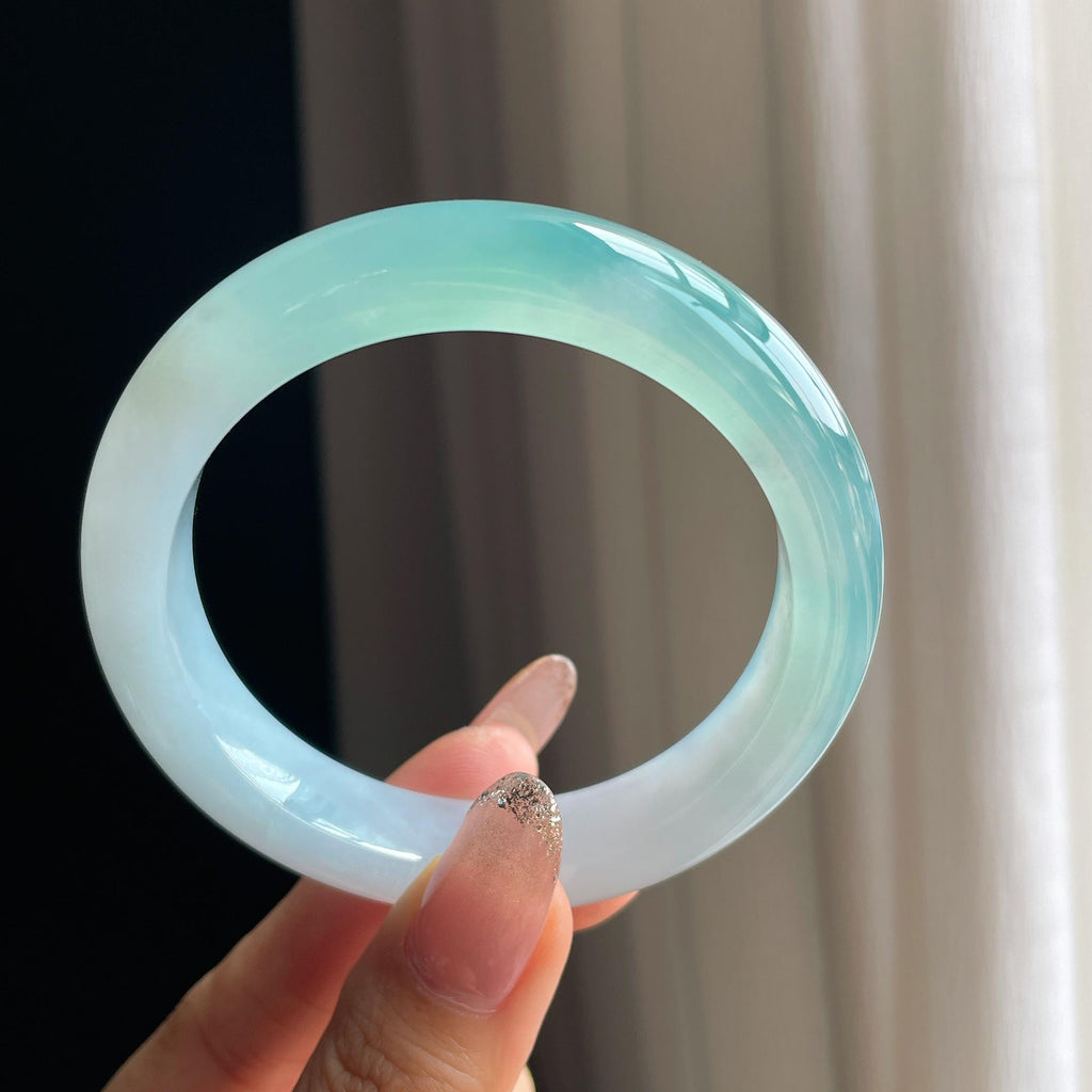 冰种天空蓝翡翠平安镯（57.2mm)（yc361654）