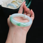 细糯冰飘花正圈翡翠手镯（55.8mm）（yc017034）
