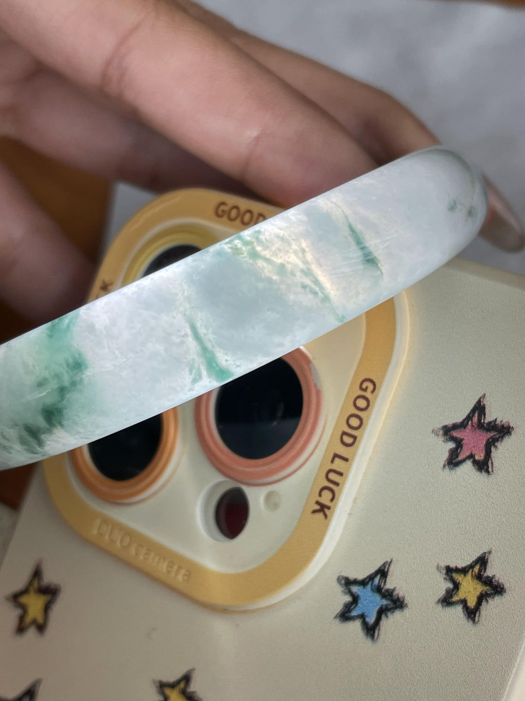 大圈口   细糯种飘花正圈平安镯60.6圈   天然缅甸A货翡翠（yc348230）