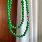 糯冰满绿翡翠珠串项链（yc264165）