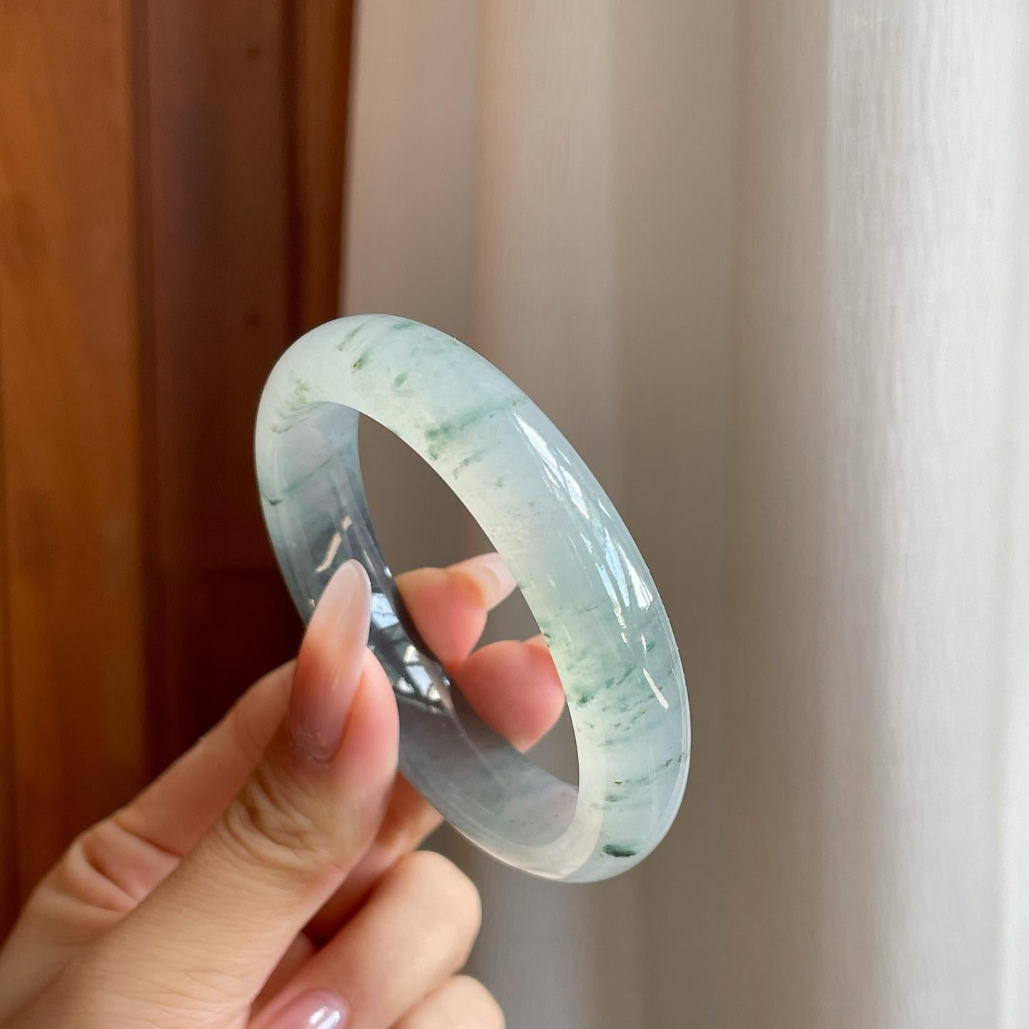 冰种乌鸡翡翠平安镯（54.3mm）（yc279879）