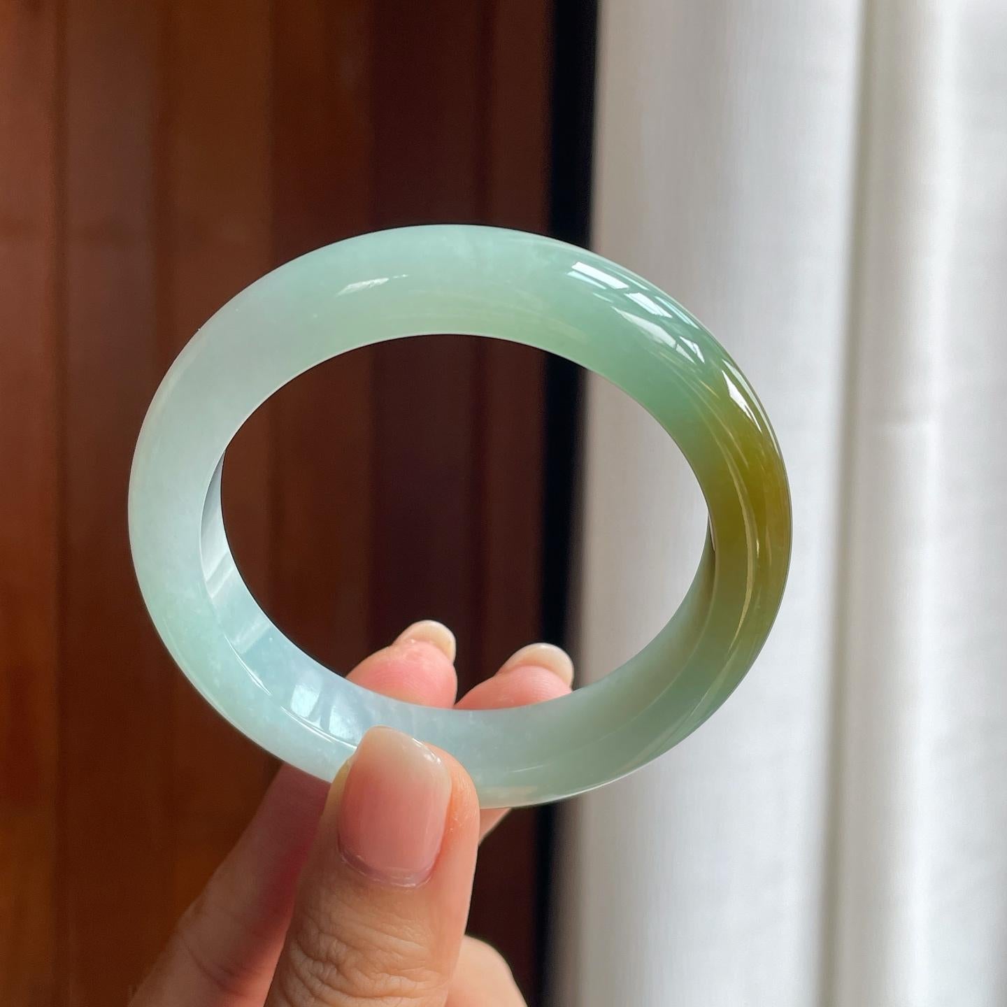 糯冰黄翡翡翠平安镯（54mm）（yc397194）