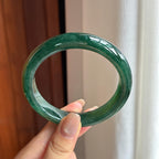 糯冰油青翡翠平安镯 59圈（yc436757）
