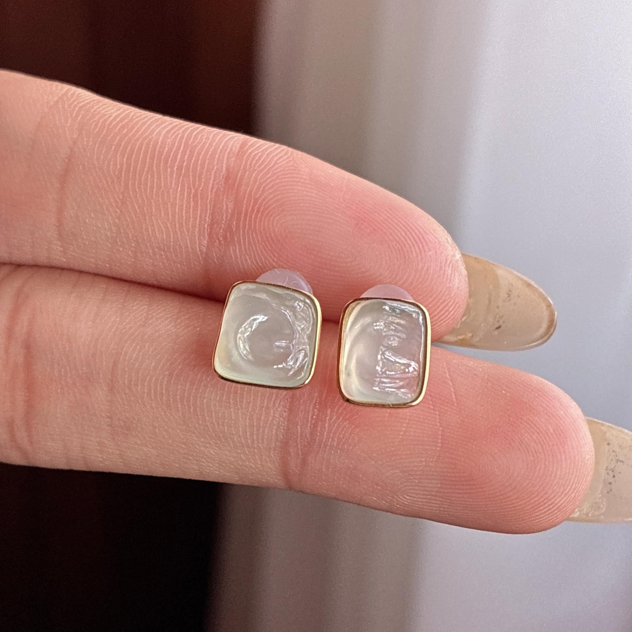 18k金镶冰种淡底色随形耳饰 天然缅甸A货翡翠（yc525717）