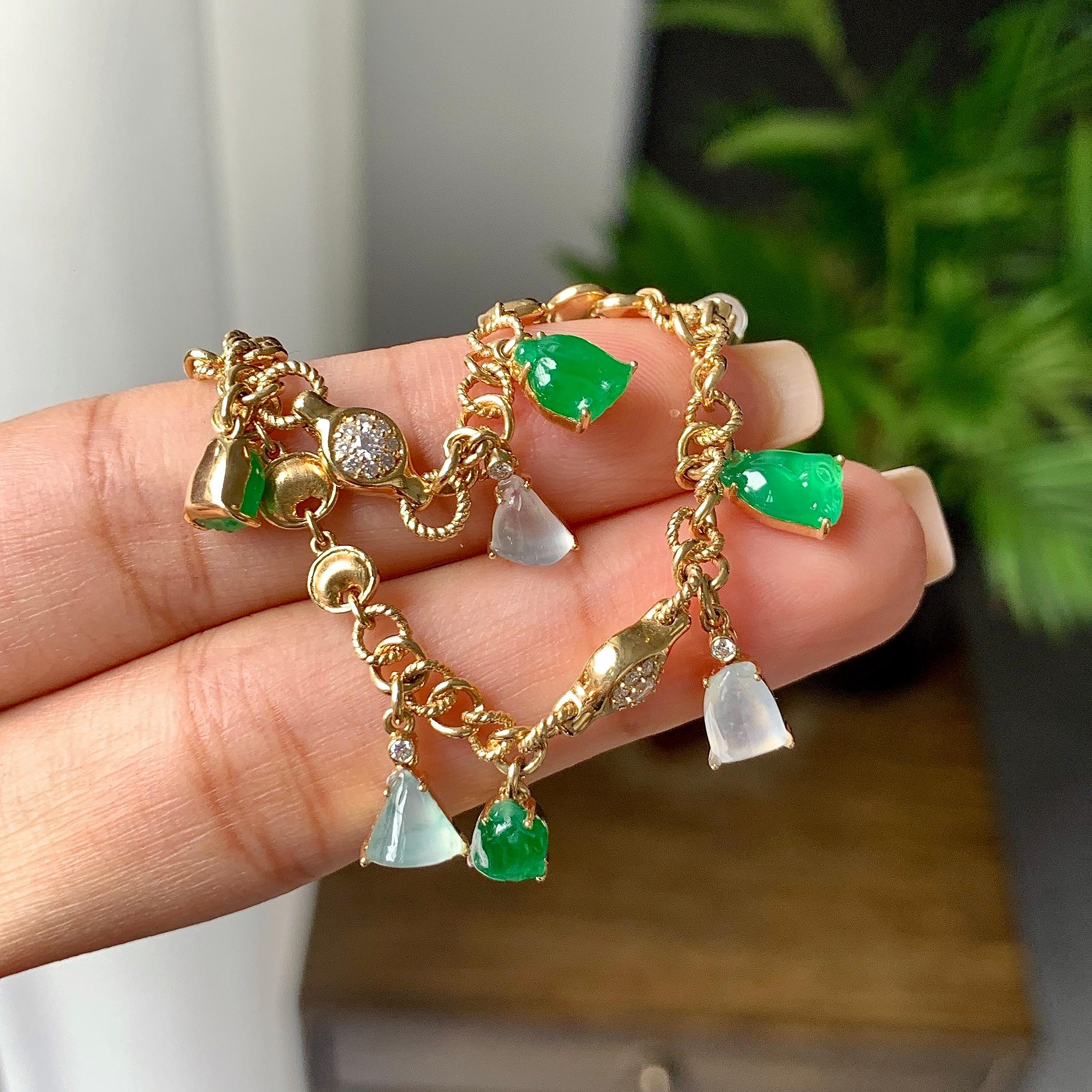 18k金冰种多彩莲蓬手链（yc229234）