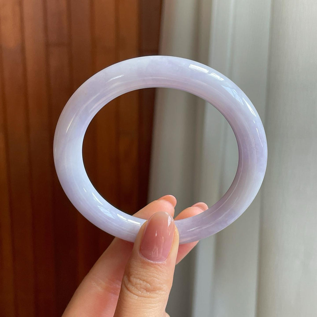 糯冰紫罗兰翡翠圆条手镯（56.5mm)（yc323239）