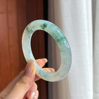 糯冰飘花圆条手镯 53圈 天然缅甸A货翡翠（yc457189）
