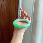 糯冰飘花翡翠圆条手镯（57mm）（yc323861）