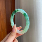 糯冰飘花翡翠圆条手镯（53.5mm)（yc416490）