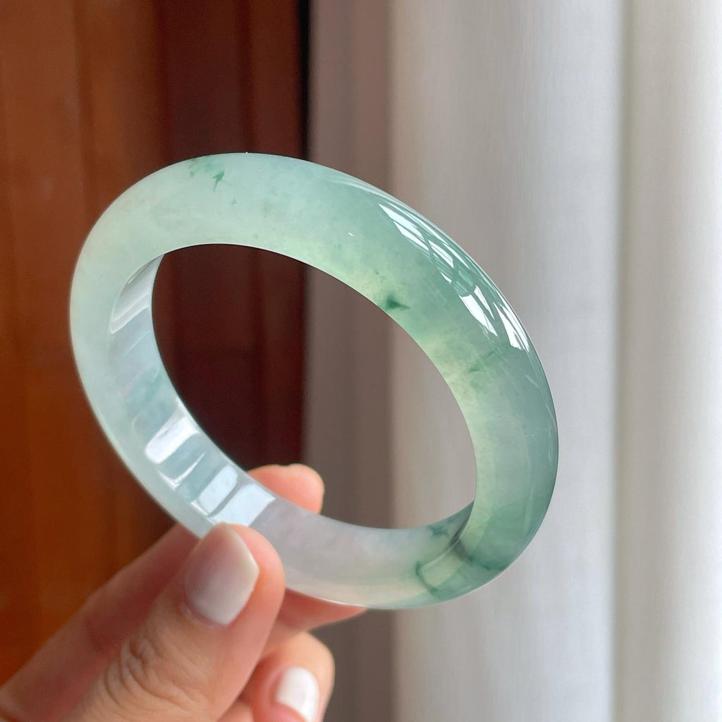 冰种飘花翡翠平安镯（57.8mm）（yc249151）