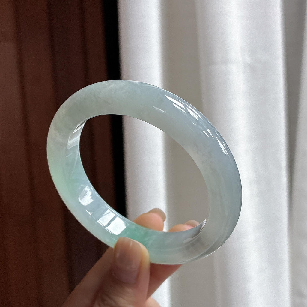糯冰飘花正圈平安镯 56圈 天然缅甸A货翡翠（yc482357）