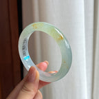 冰种飘黄翡翠平安镯（54mm)（yc423143）