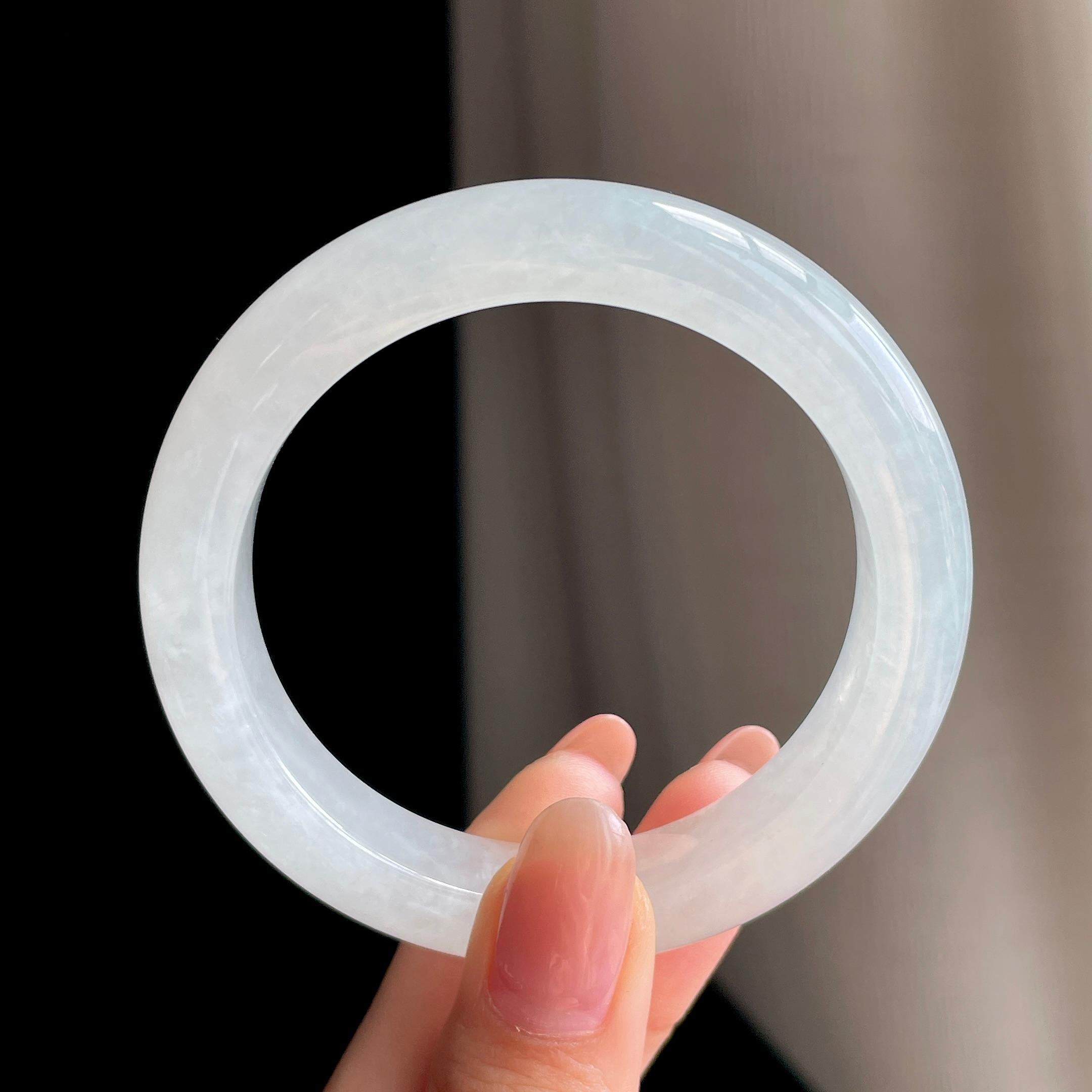 冰种白月光翡翠平安镯（54mm)（yc363417）