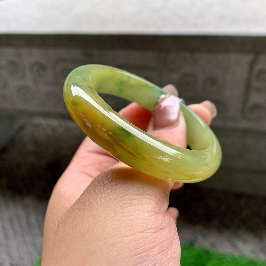 细糯种黄翡飘花平安镯（50.8mm）（yc288709）