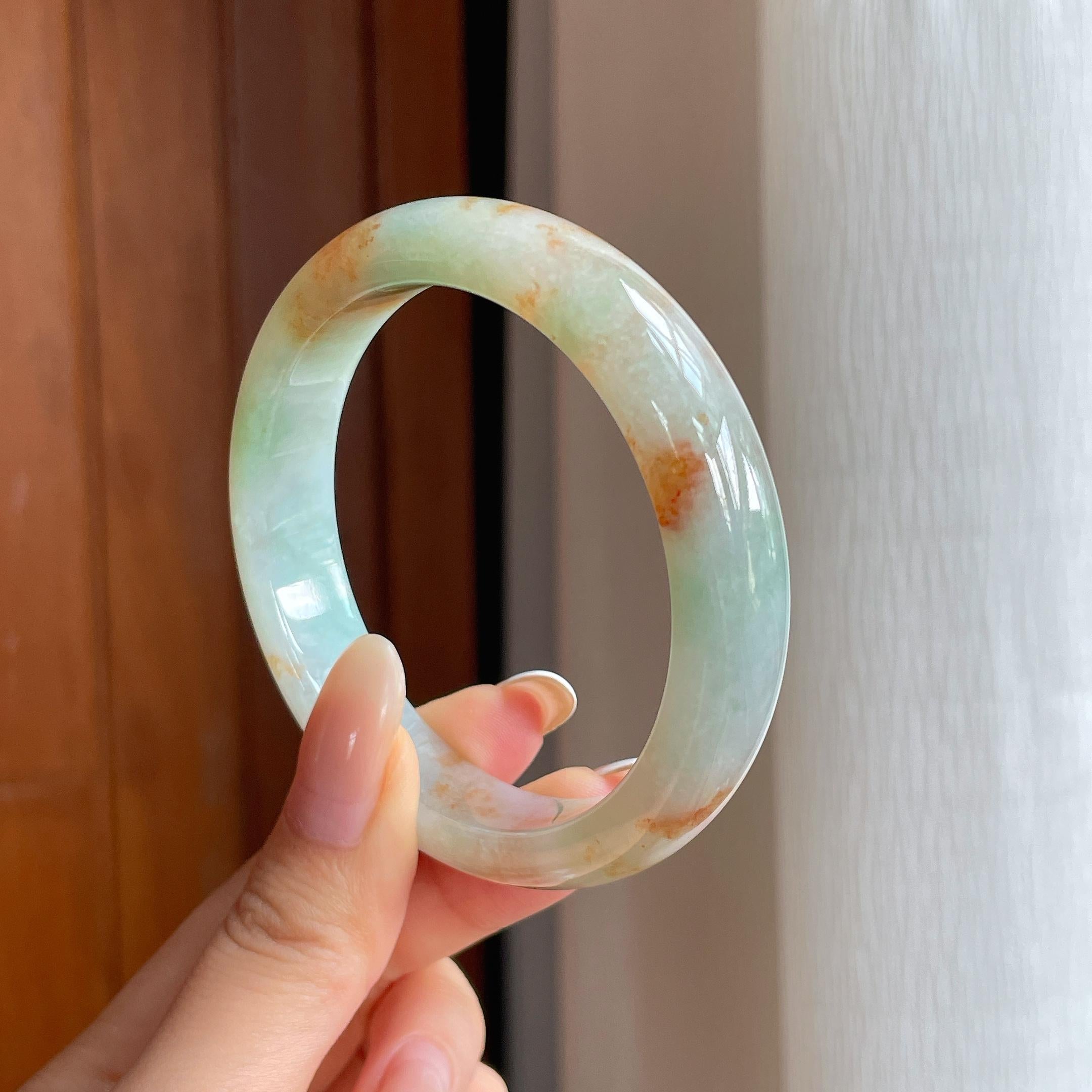 糯冰特色翡翠平安镯（56.6mm)（yc419564）