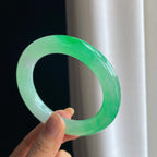 冰种阳绿翡翠圆条手镯（58mm）（yc419716）