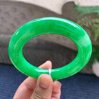 细糯种满绿圆条手镯（55.6mm）（yc233905）
