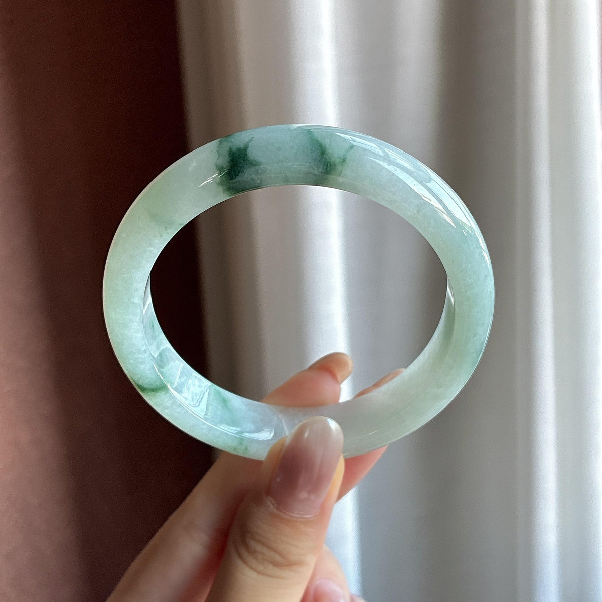 细糯冰飘花正圈平安镯 56圈（yc729563）