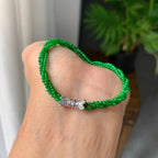 18k金钻镶糯冰种满绿小米珠手链（yc198901）