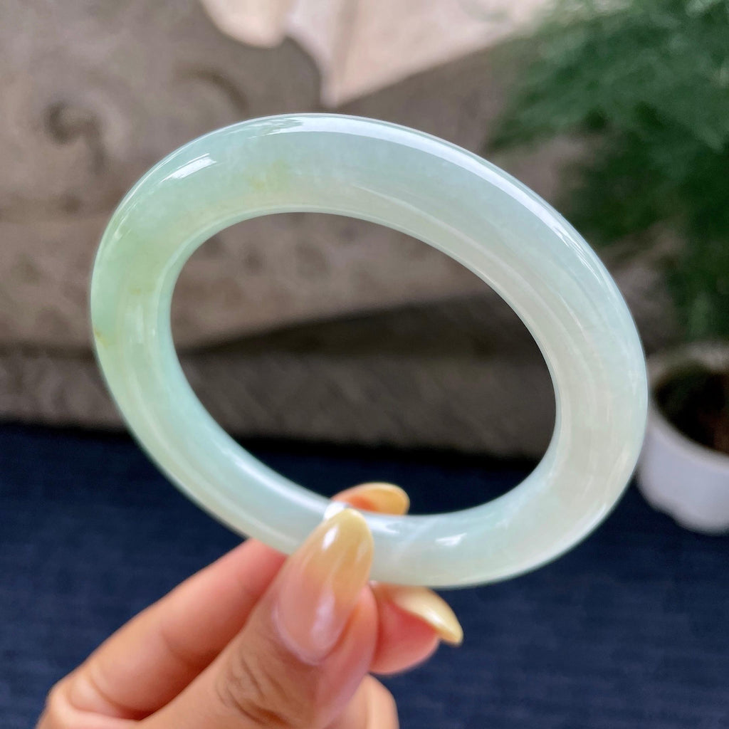 细糯种晴底圆条手镯54.2圈 天然缅甸A货翡翠（yc481963）