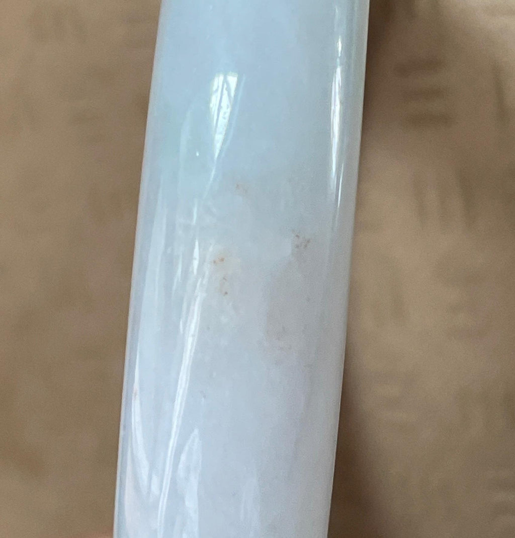 糯冰带色正圈平安镯 58圈 天然缅甸Ａ货翡翠（yc502542）