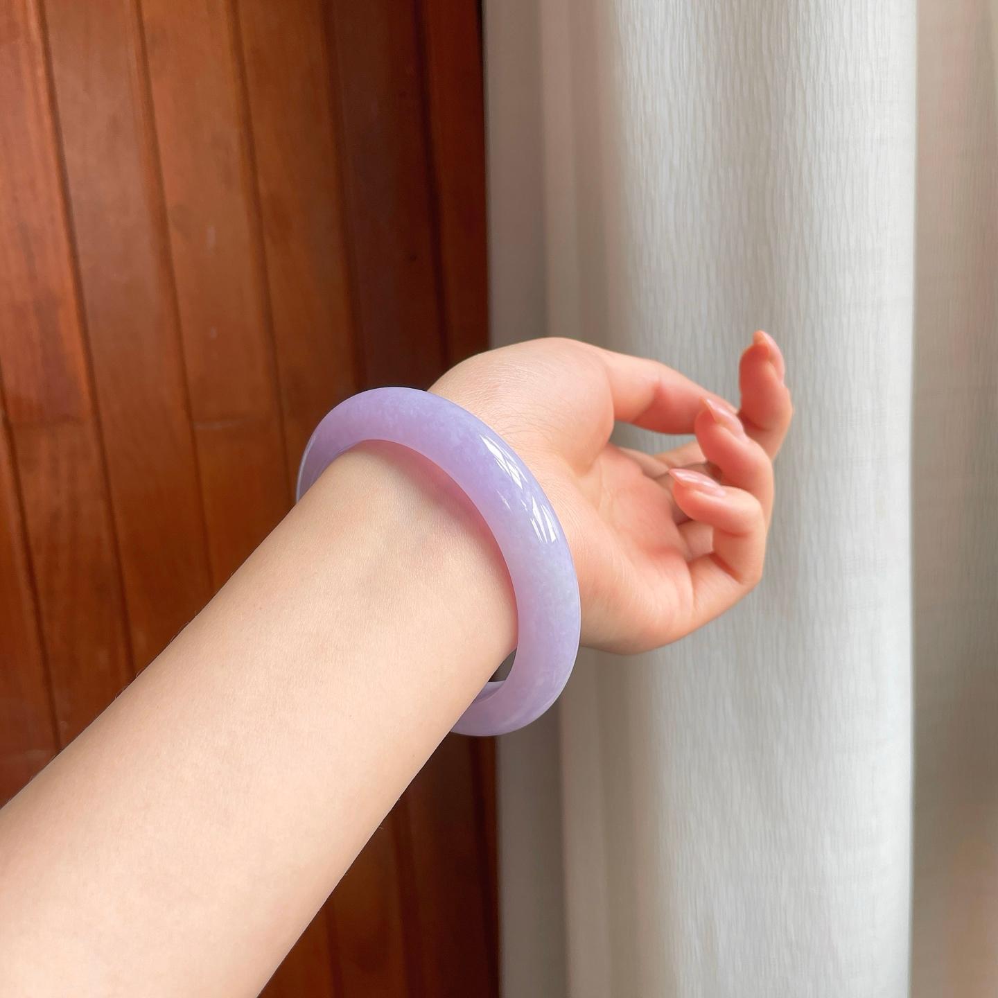 糯冰紫罗兰翡翠平安镯（57mm)（yc352497）