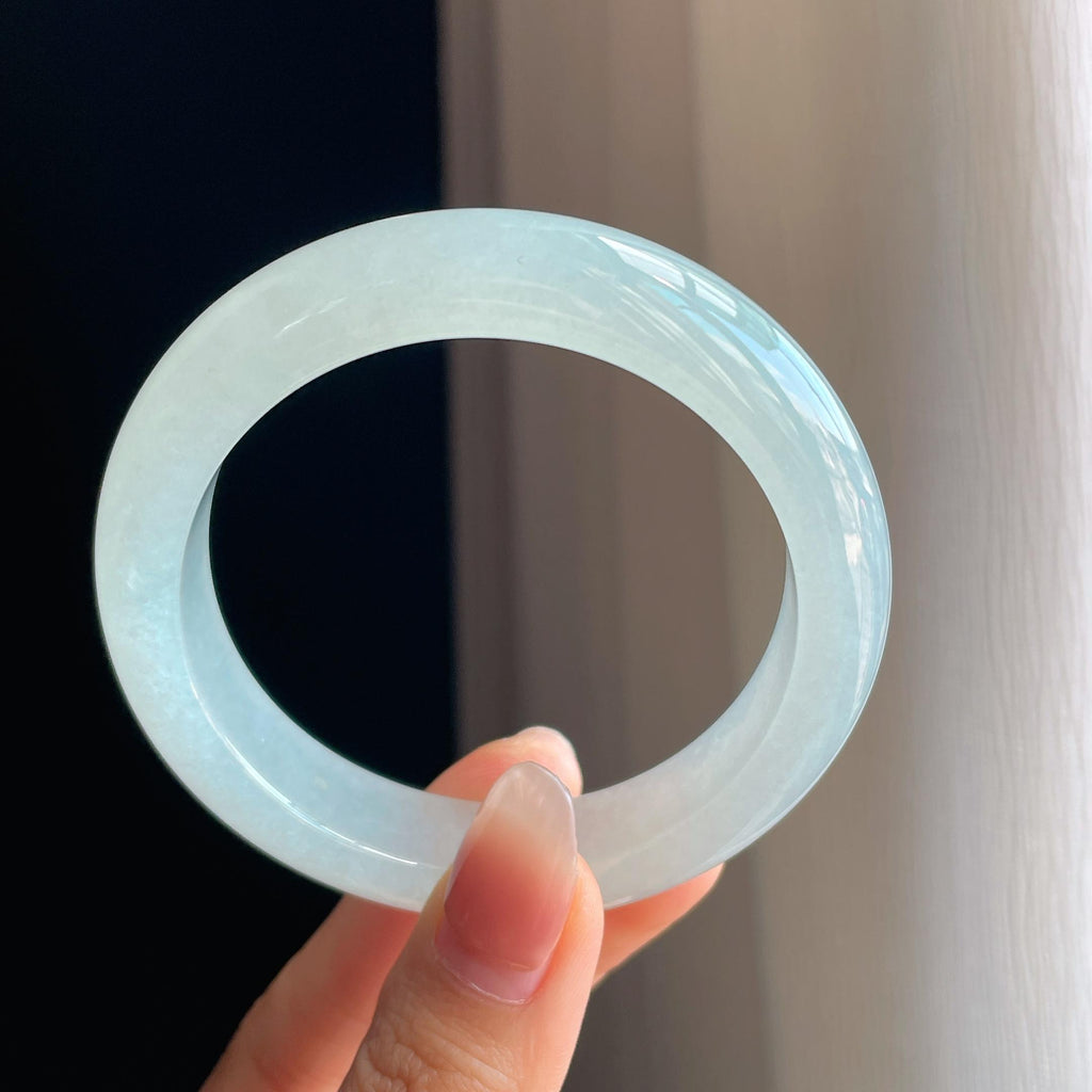 冰种白月光翡翠平安镯（55.6mm)（yc323784）