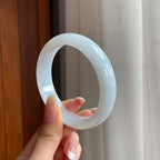 糯冰白月光洒金翡翠平安镯（58.2mm)（yc414510）
