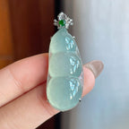 18k金镶冰种蓝晴底翡翠豆子（yc242742）