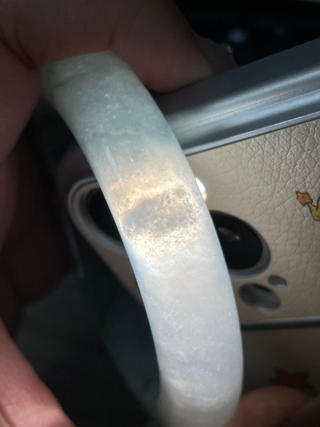 大圈口 冰种飘绿花正圈平安镯60圈 天然缅甸A货翡翠（yc473145）