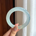 冰种飘花翡翠圆条手镯 56圈（yc436479）