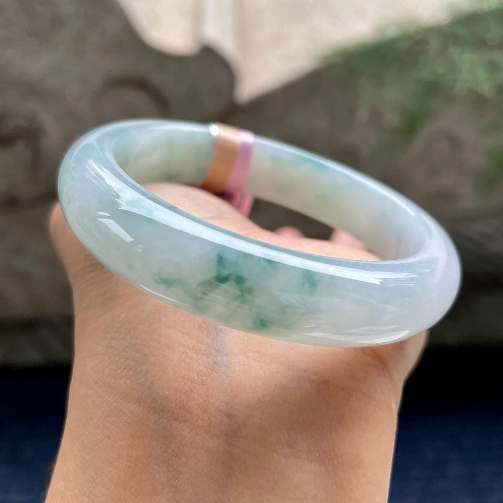 细糯种飘花正圈平安镯56圈        天然缅甸A货翡翠（yc405524）