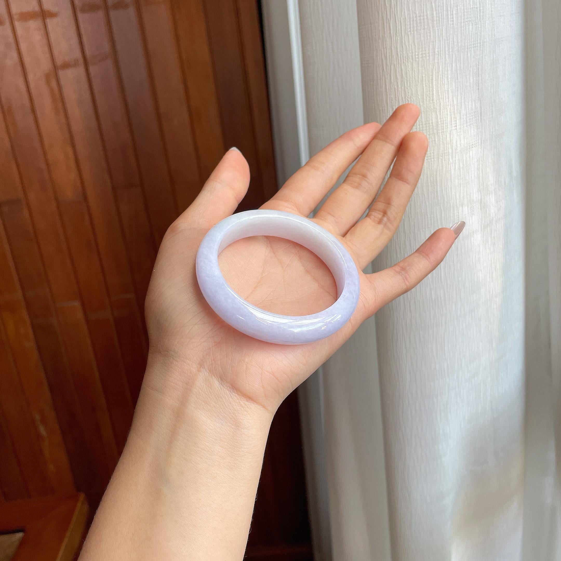 糯冰淡紫罗兰翡翠平安镯（53mm)（yc316578）