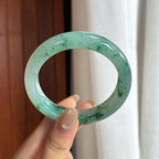 糯冰飘花正圈平安镯 55圈 天然缅甸A货翡翠（yc457136）