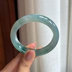 糯冰蓝晴飘花翡翠平安镯（55.8mm)（yc424280）