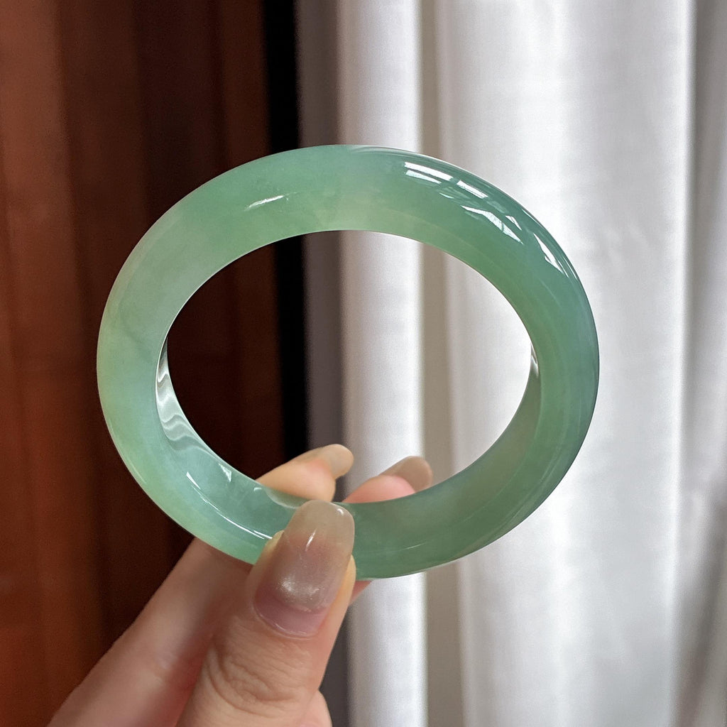 冰种湖水绿正圈平安镯55圈 天然缅甸A货翡翠（yc466060）
