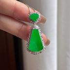 Mặt Bài Vô Sự Mãn Lục Nước Đậm Ngọc Phỉ Thúy A Tự Nhiên Miến Điện Khảm Vàng 18k (yc450418)