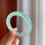 冰种带晴绿底翡翠圆条手镯（54.3mm)（yc381232）