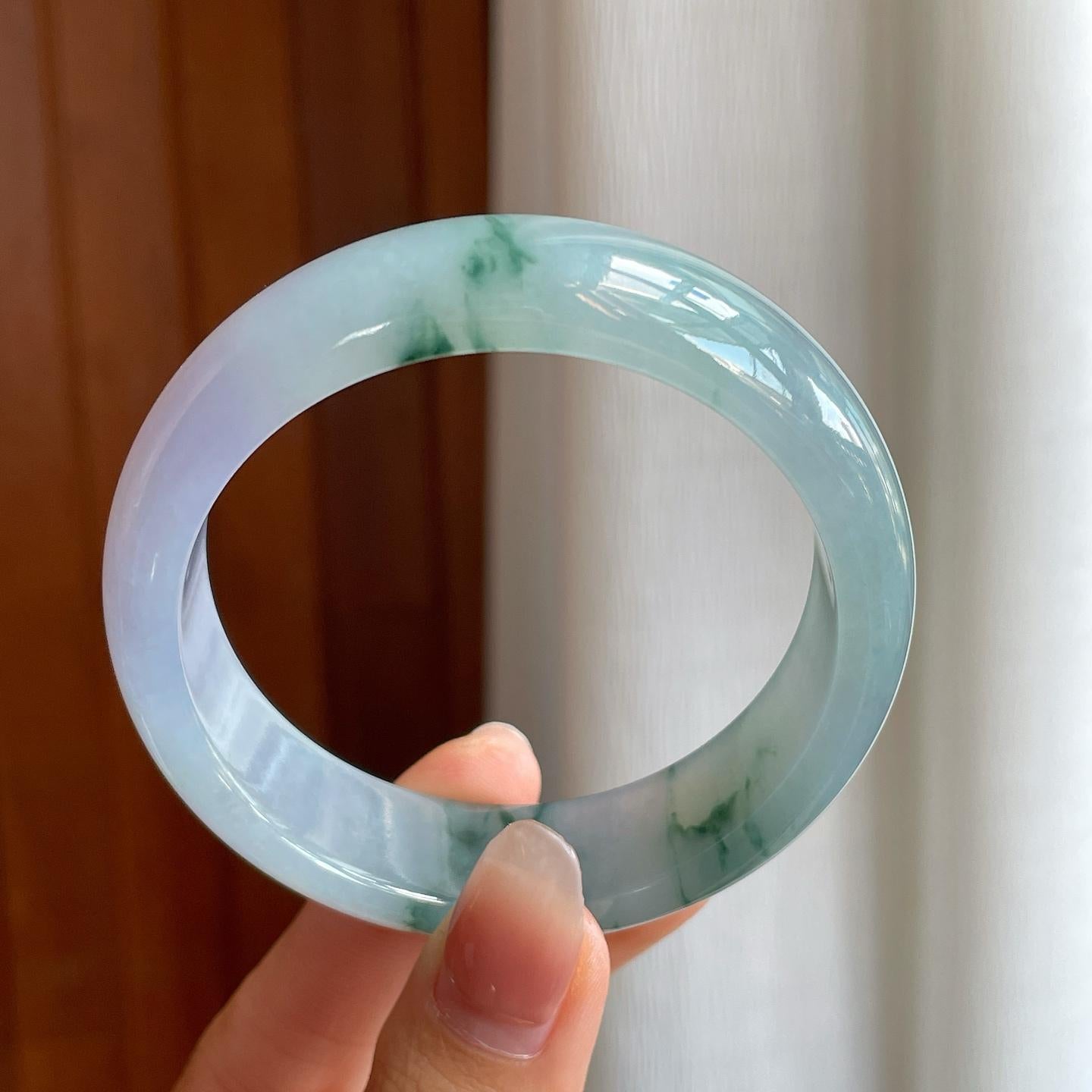 冰种紫罗兰飘花翡翠平安镯（57mm）（yc325736）