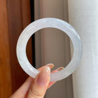 糯冰白月光翡翠圆条手镯（54.2mm)（yc419541）