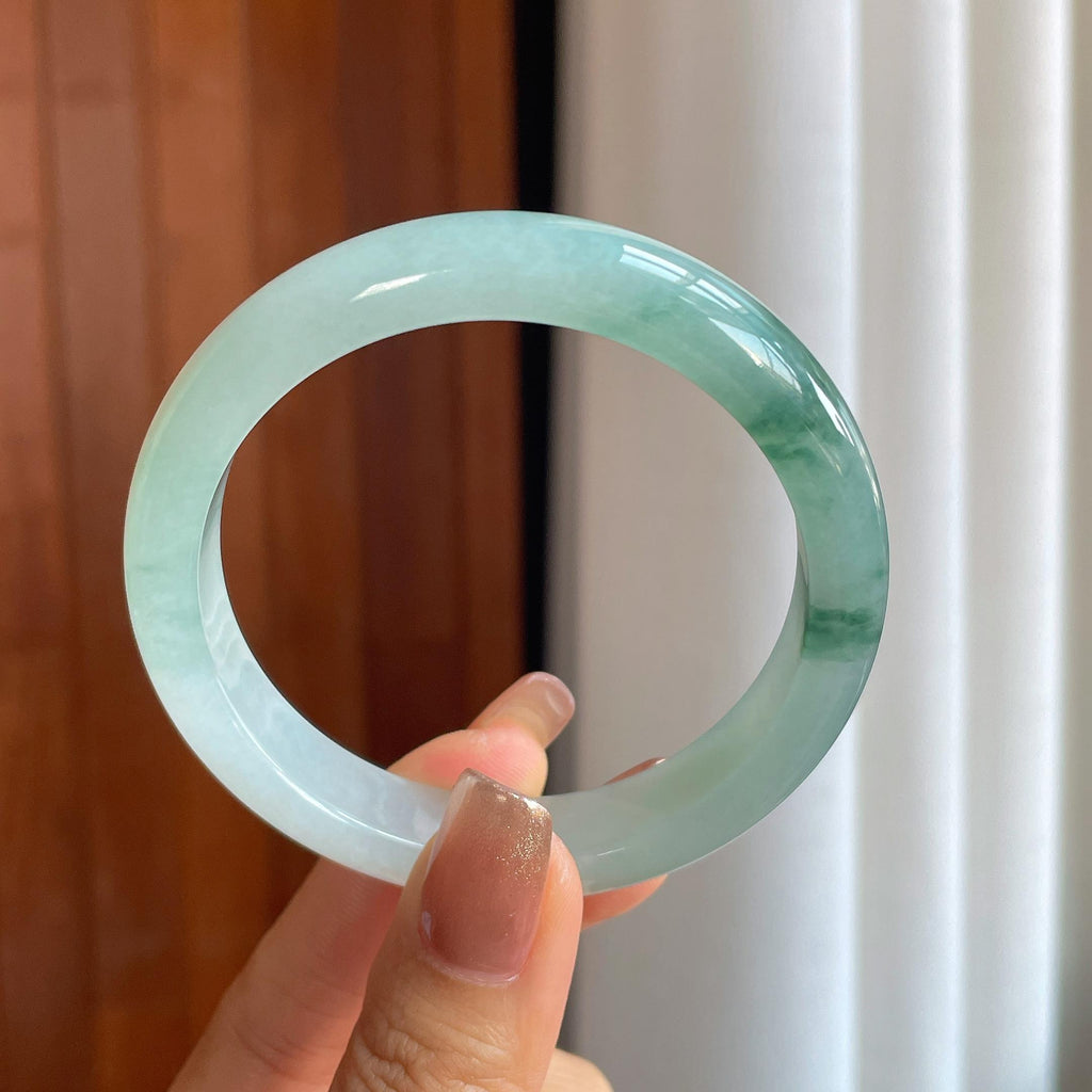 糯冰飘花翡翠平安镯（56.5mm）（yc366944）