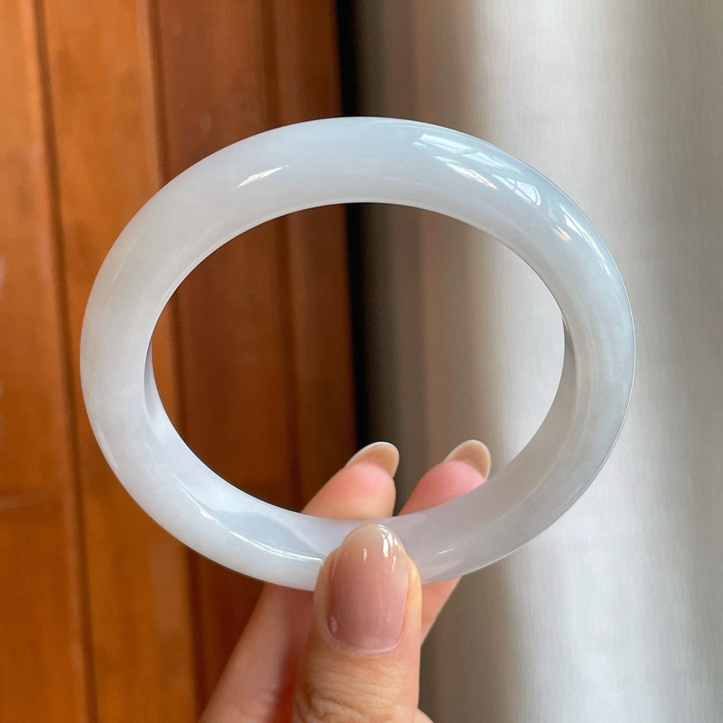 糯冰白月光翡翠平安镯（59.2mm)（yc373303）